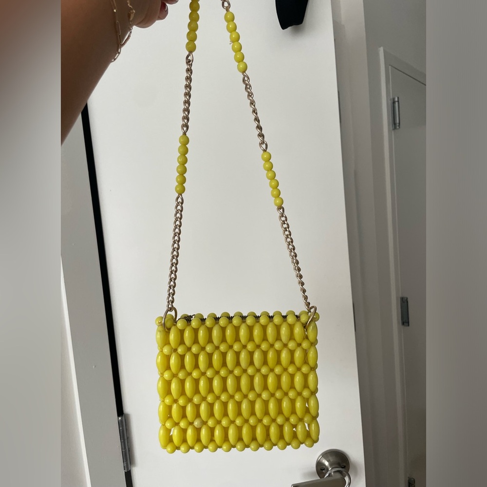 Vintage yellow beaded bag